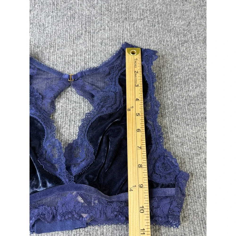 Victoria's Secret‎ Dream Angels Navy Blue Lace Velvet Bralette Wireless Bra M